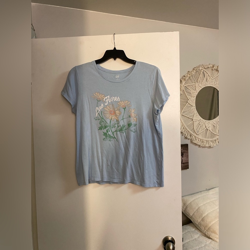 GAP Soft Blue Floral Graphic Tee